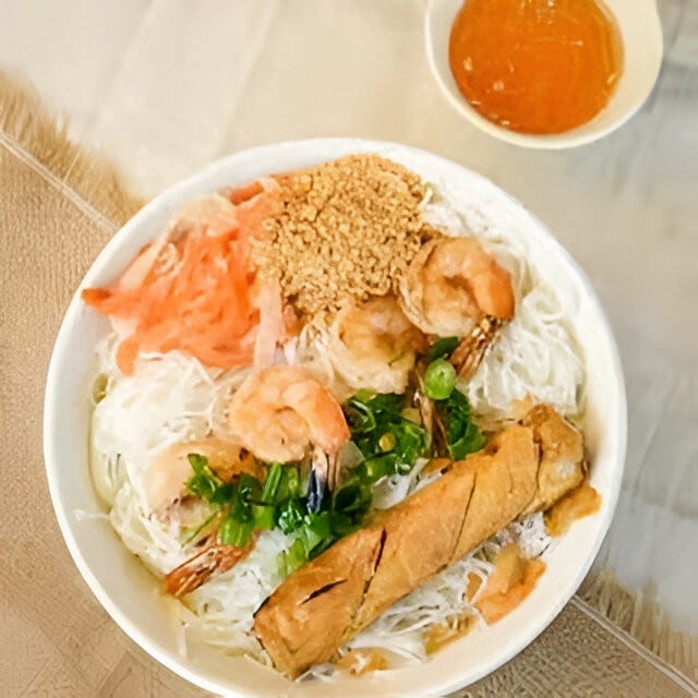 Grilled Shrimp & Pork Egg Roll Noodle Salad.