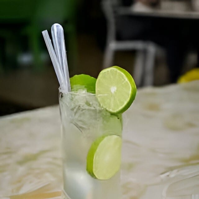 Club Soda with Fresh Squeezed Lime Juice.