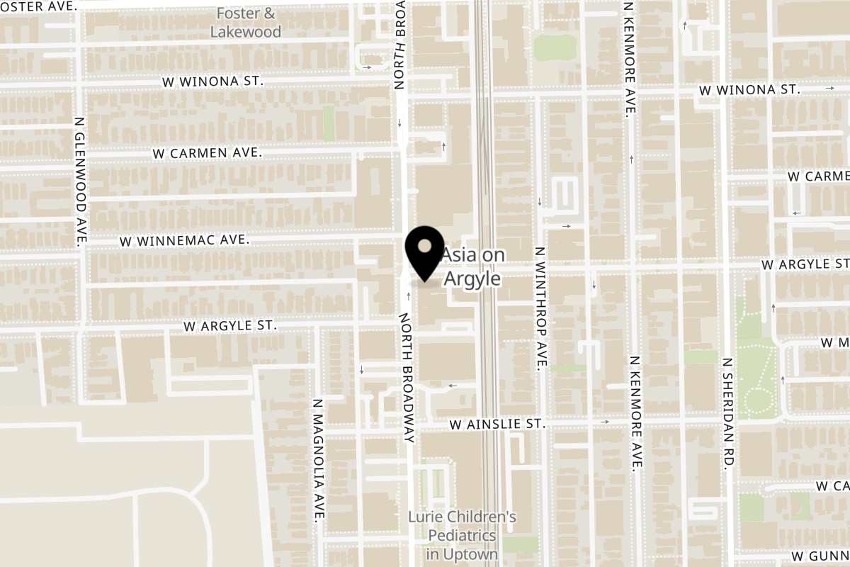Map showing the location of Tank Noodle on 4953-55 North Broadway in Chicago
